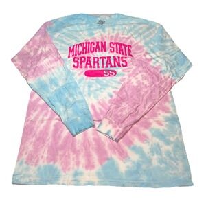 Blue 84 100% Cotton Long-Sleeve Michigan State Spartans Tie-Dye Size XL Shirt